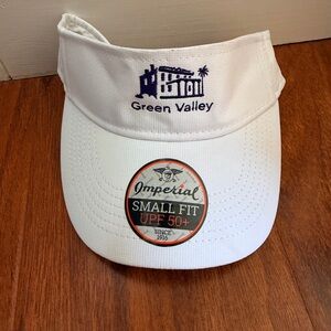 White Imperial Visor with Green Valley country club Logo in deep purple NWT